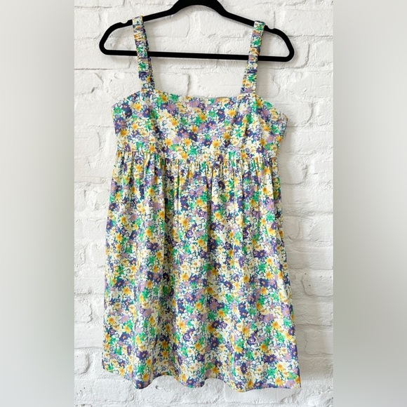 NWT Zara Floral Mini Dress Bow Tie Back Ruched Spaghetti Straps - Picture 2 of 8